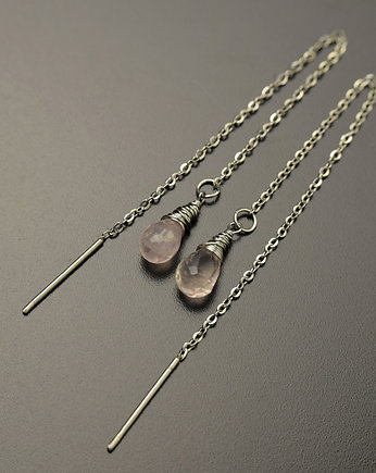Kolczyki kwarc różowy wire wrapping, Agata Rozanska