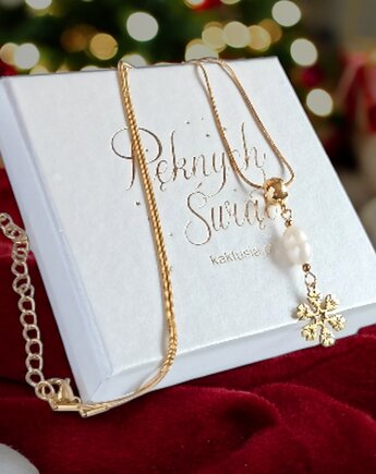 Śnieżynka - naszyjnik : perła : wyjątkowy prezent, kaktusia