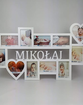 Multirama ramka na zdjęcia z napisem imię mdf 11 zdj serca, Wajdrew