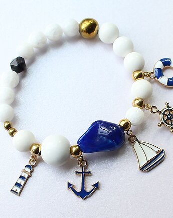 Marina - bransoletka z jadeitem, chalcedonem, hematytem, KEIT