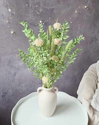 Limonkowy bukiet z suszonych kwiatów, Kompozycja do wazonu, BohoSuszki