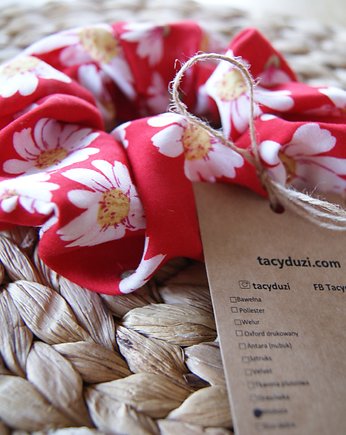 Gumka scrunchie stokrotki czerwona, tacy duzi