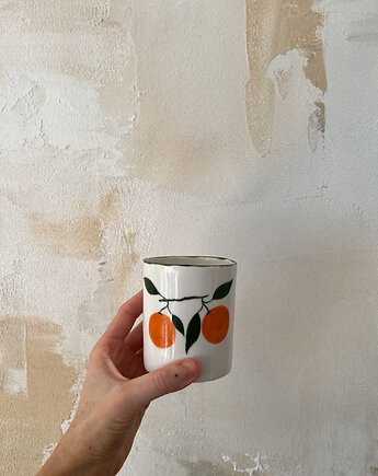 Kubek porcelanowy z pomarańczami z zielonym rantem, Soul Label