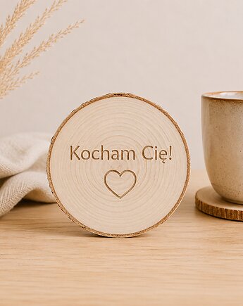 Drewniana podkładka Kocham Cię, walentynki, Drewniane dodatki