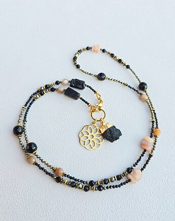 Długi Naszyjnik Boho z Czarnym Turmalinem, ILEA