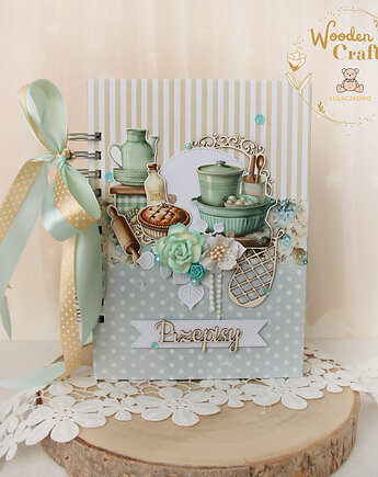 Przepiśnik, notes, prezent dla babci, Dzień Babci "Mint" GOTOWY, Lulaczkowo
