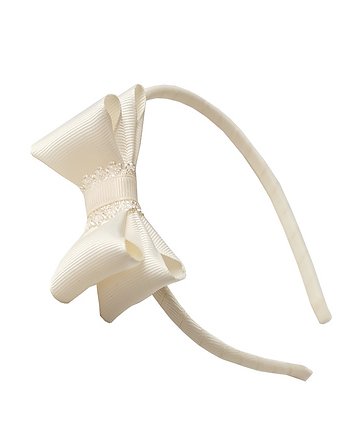 Elegancka opaska do włosów kremowa kokardka, FILIPOLA