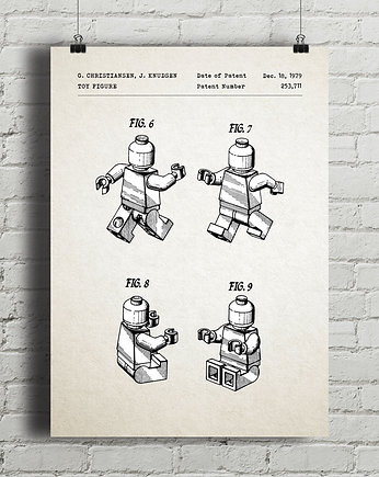 Ludzik Lego - patent - plakat vintage, minimalmill