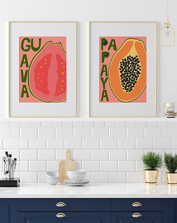 Plakat Owoc Gujawa i Papaja - zestaw dwóch plakatów, Pracownia Och Art