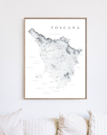 TOSKANIA Włochy  plakat mapa, maps by P