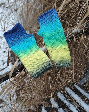 Ombre z limonką / mitenki, agat handmade