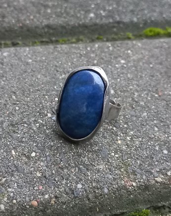 Lapis lazuli - pierścionek regulowany, po drugiej stronie lustra