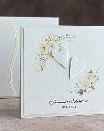 Ręcznie robiona kartka ślubna w pudełku z kopertą - Linia Pastelle, WP 132, Anna Art and Crafts