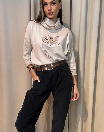 Sweter kwiat Beige, SOLO moda