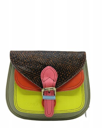 Torebka listonoszka damska skórzana pasek klapka wzór oryginalna OLIVKA, Olivka Warsaw