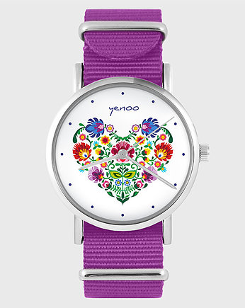 Zegarek - Folkowe serce - amarant, nato, yenoo