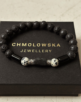 Bransoletka męska Jaspis Dalmatyński i Turmalin, Chmolowska Jewellery