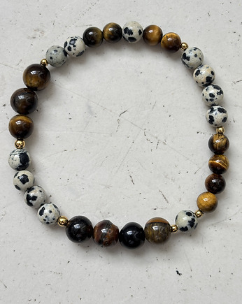 Bransoletka męska Jaspis Dalmatyński i Tygrysie oko, Chmolowska Jewellery