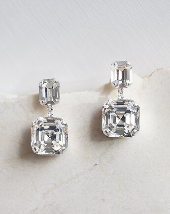 Kolczyki Ślubne LILIBET Królewski Szlif Asscher, White Jasmine