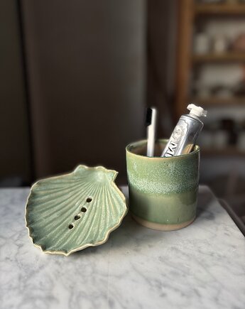 Zestaw Łazienkowy z Mydelniczką Muszlą Modern Light Green, Maison Fragile