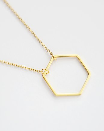 16k Gold Plated Hexagon Necklace, Le Boho Bleu