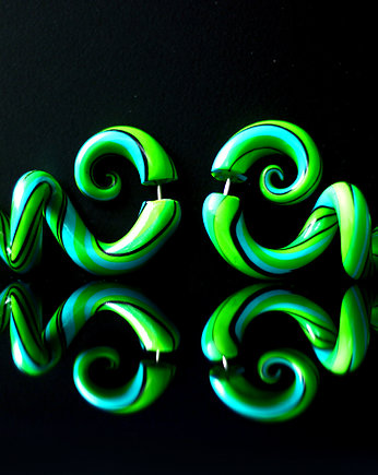 Zielone kolczyki fake plug, SHAMBALA