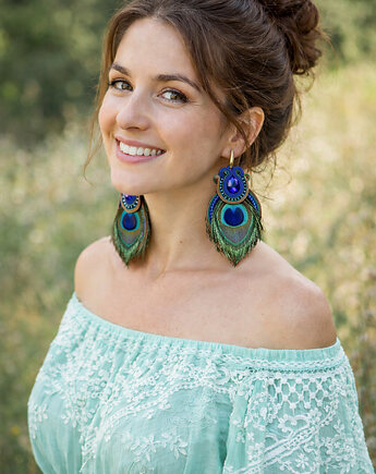 Peacock Eye-kolczyki soutache, Mró Soutache