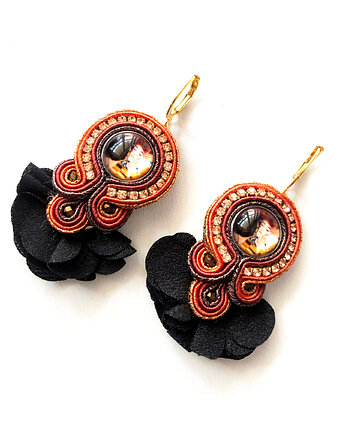 Sutaszowe kolczyki KLIMT z kwiatowym wachlarzem, Sylwia Żak