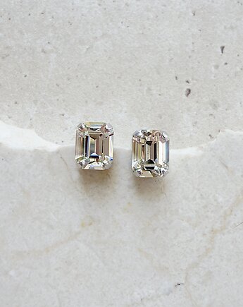 Geometryczne kolczyki srebrne Octagon Mini, White Jasmine