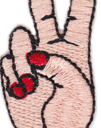 Naszywka naprasowanka ŁAPKA VICTORIA termo haft dla dzieci POLSKA 2,6x5,2cm, Wyszywane