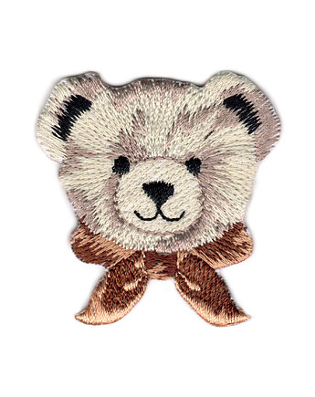 Naszywka naprasowanka MIŚ MISIU termoprzylepna haft 5x5,3cm brązowa kokarda, Wyszywane