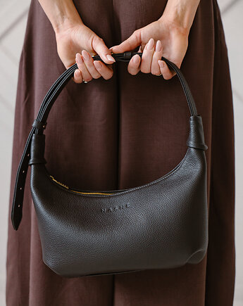 Moon bag - skórzana torebka - brąz ciemny, NASHE