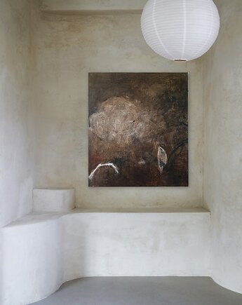 "Invitation" 70x80 cm, obraz na płótnie, pigmenty ziemne, akryl, naniby