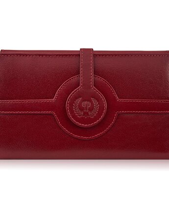 Portfel damski ze skóry licowej czerwony duży poziomy Paolo Peruzzi T-134-RD, Paolo Peruzzi