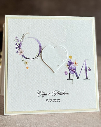 Kartka ślubna z inicjałami Młodej Pary, WP 53d, Anna Art and Crafts