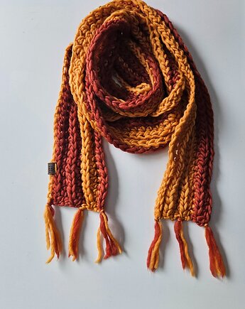 Wełniany szal mandarynkowo pomarańczowy, Las i Łąka