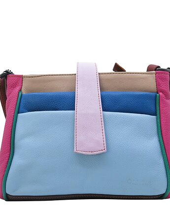 Torebka damska klasyczna skórzana pojemna kieszenie kolorowa pasek OLIVKA, Olivka Warsaw