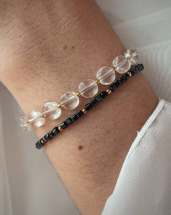 Zestaw Dwóch Bransoletek z zapięciem - Kryształ Górski, Spinel, Bring Biżuteria