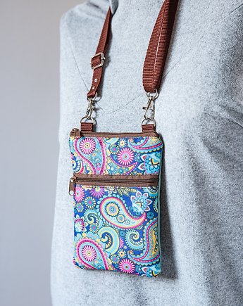 Etui na telefon z paskiem / Niebieski Paisley, BEBOKI