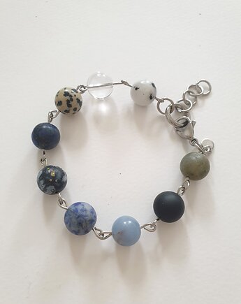 Bransoletka FANABERIA, kulki, angelit, labradoryt, turmalin, jaspis, lapis, modesign
