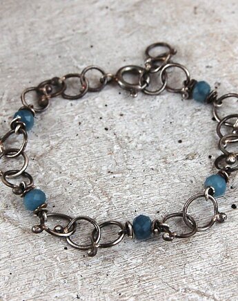 Akwamaryn srebrna bransoleta, mzstudio