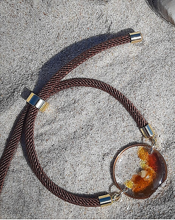 Bransoletka na sznurku z bursztynem, Figa handmade accessories