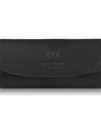 Etui na okulary skórzane pokrowiec czarny piórnik Paolo Peruzzi T-83-BL