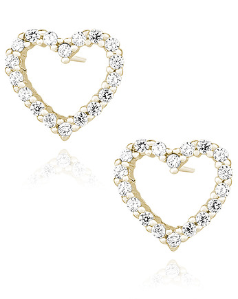 Kolczyki srebro 925 serce cyrkonie pozłacane, THE SILVER STORY