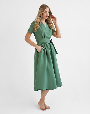 Lniana Sukienka JASMINE EUCALYPTUS GREEN, so linen!