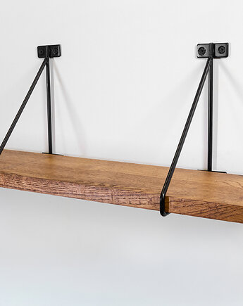Loftowa półka dębowa z czarnymi podpórkami 58x14 cm, Spoko Design