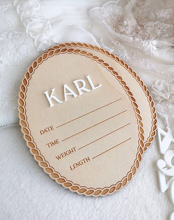 Metryczka dla chłopczyka, tabliczka dla noworodka, prezent dla noworodka, ONAiON