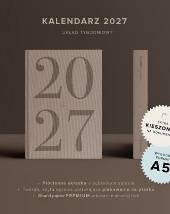 PRZEDSPRZEDAŻ Kalendarz 2027 - minimalistyczny planer tygodniowy PaperDesk  M, PaperDesk