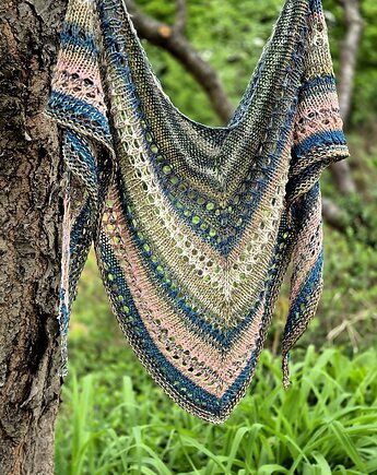Spacer nad jeziorem / chusta z bawełny, agat handmade