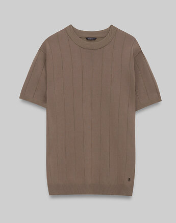 T-shirt paspardo beżowy, BORGIO